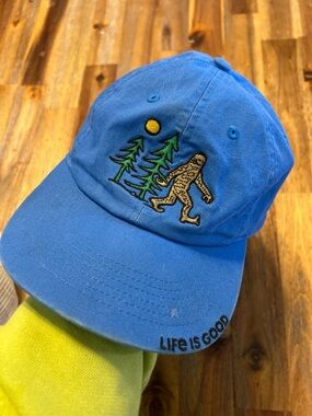 Life Is Good Kids Blue Bigfoot Embroidered Baseball Cap